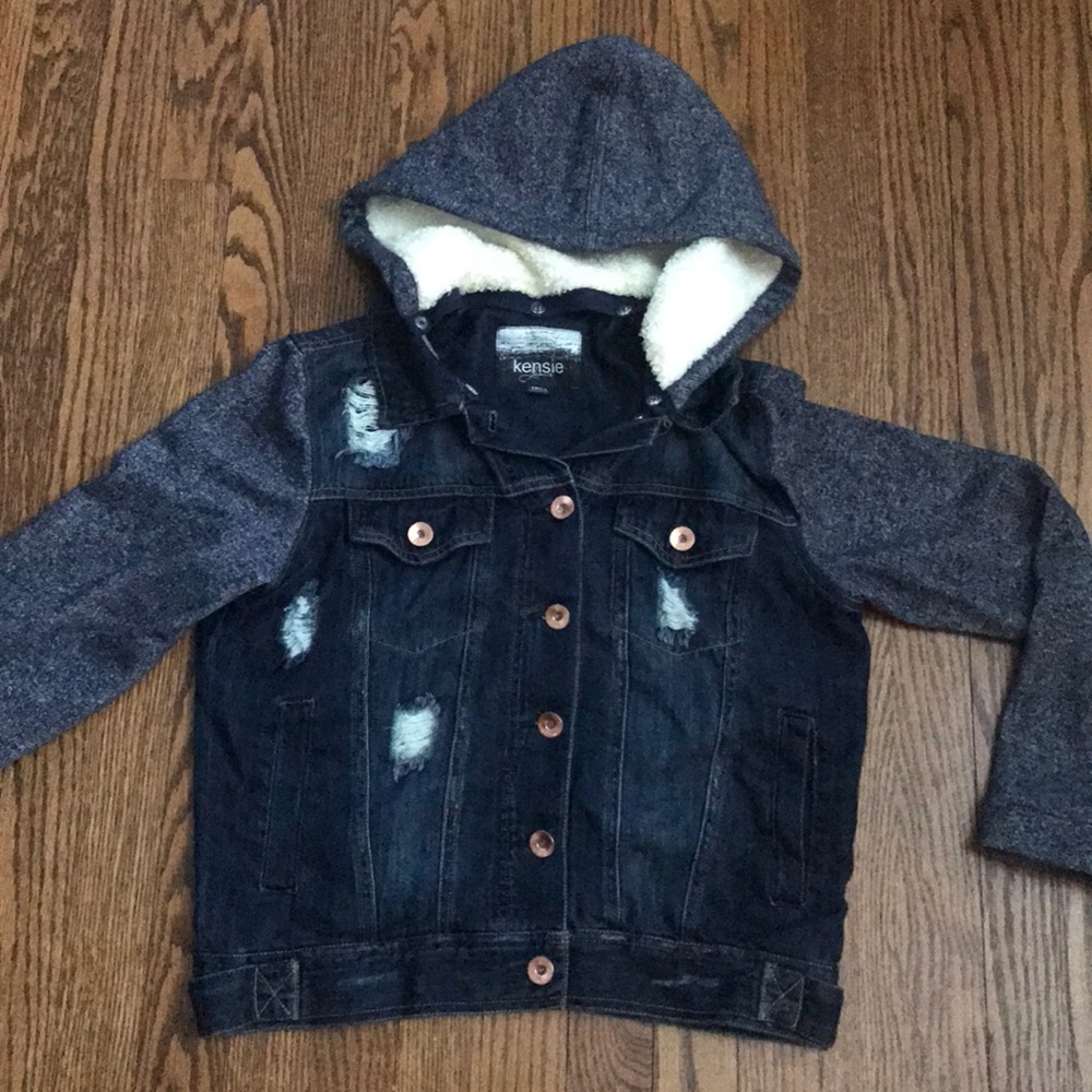 Kensie Denim Jacket with Detachable Hoodie